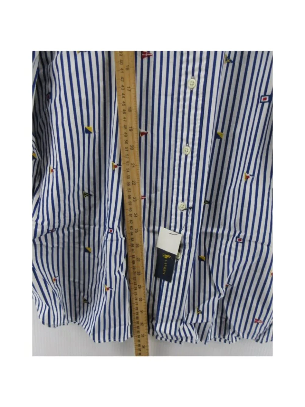 Ralph Lauren Shirt 3XB Big Button Down Nautical Flag AOP Striped Woven